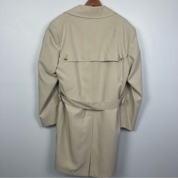Vintage Grais All Weather Trench Coat Polyester Sz 42 Faux Fur Zip Out Liner - Picture 4 of 5